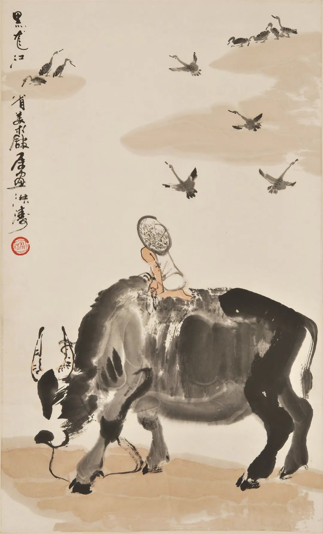梁洪涛《水牛》中国画