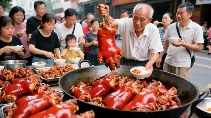 广东75岁大爷卖传奇猪脚饭，30元一份，每天只卖2小时