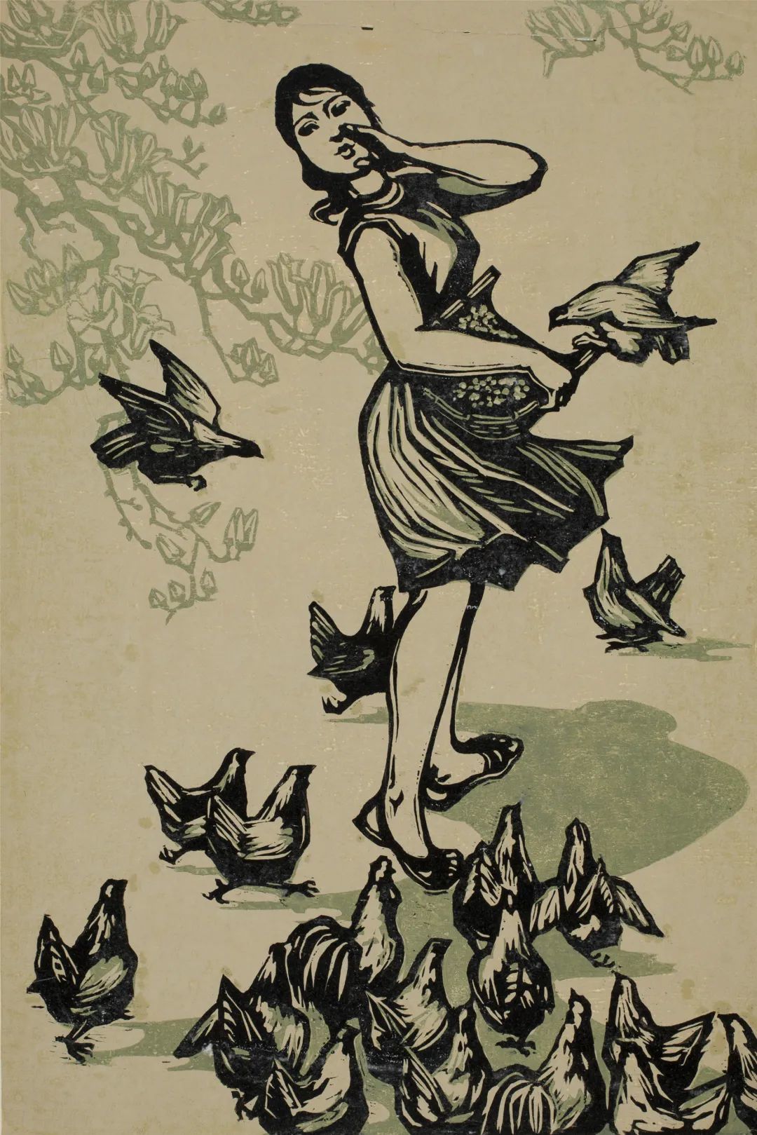 张维研《呼声未落》版画