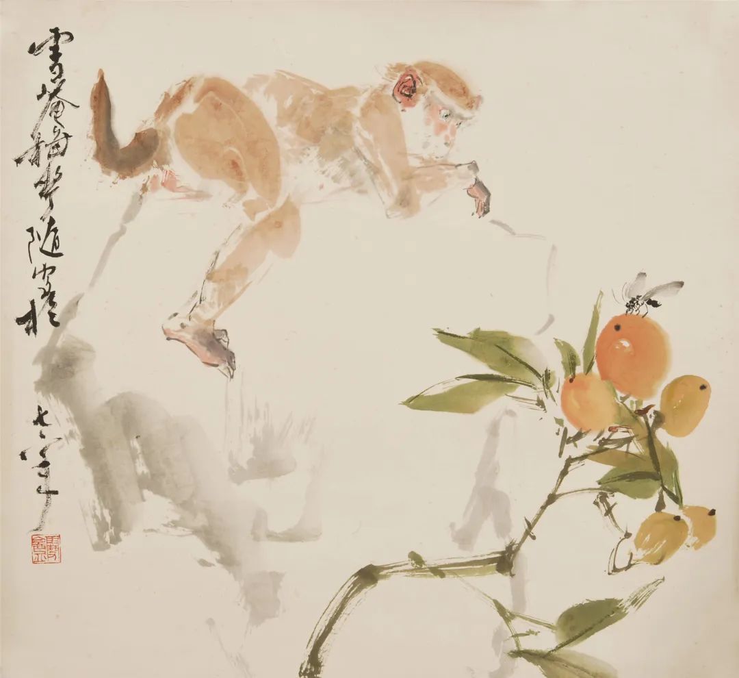 梅芋《花鸟》中国画1976
