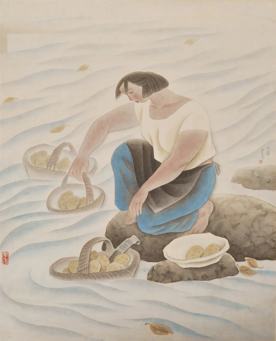 刘文华《溪水悠悠》中国画2001