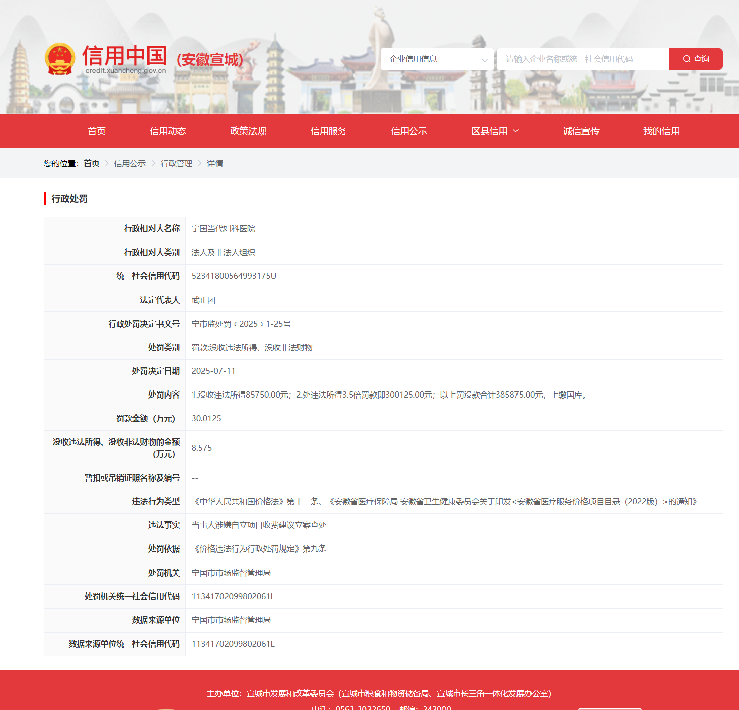 涉嫌自立项目收费，安徽宣城一医院被罚超30万元！