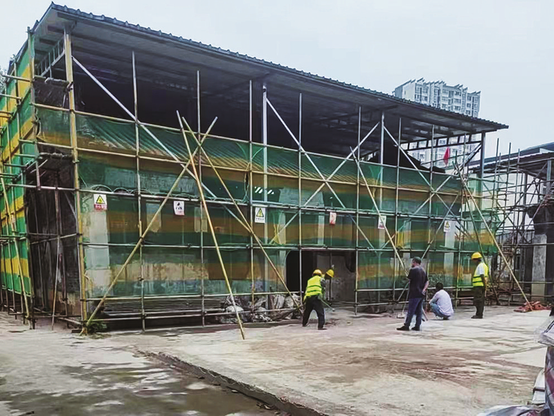 ▲ 正在修缮中的拜殿。 汉台区文旅局供图