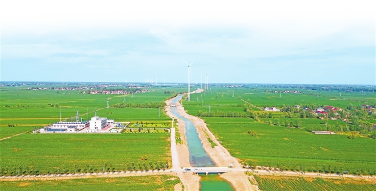 鄲城縣汲水鎮(zhèn)洪河段溝渠連通整治成效鳥瞰。張昆鵬 攝
