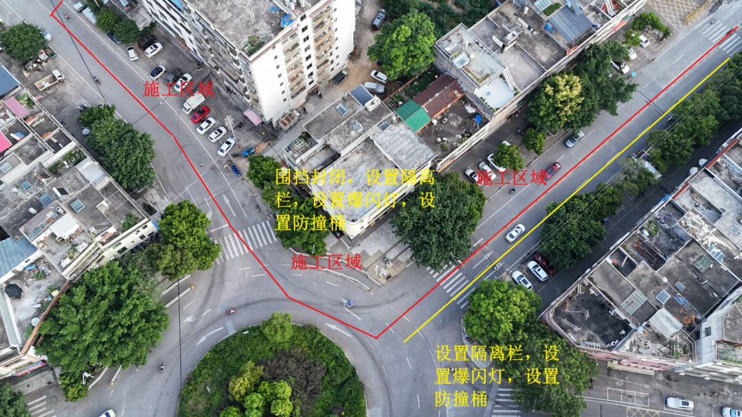 玉潭大道与桃园新路封闭施工示意图