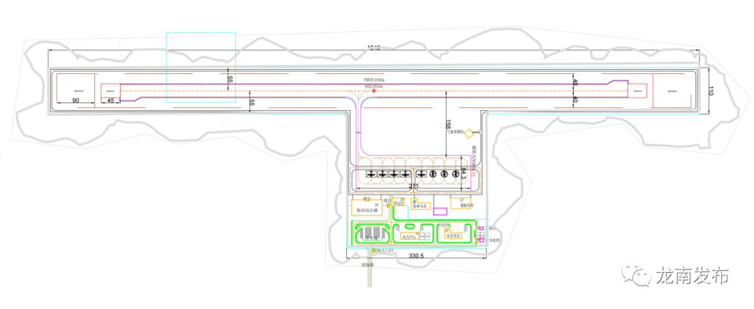 ▲龙南通用机场近期总体规划方案平面图