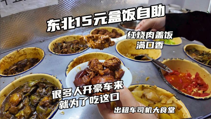 沈阳15元自助盒饭，出租车司机大食堂，两种红烧肉盖上米饭满口香