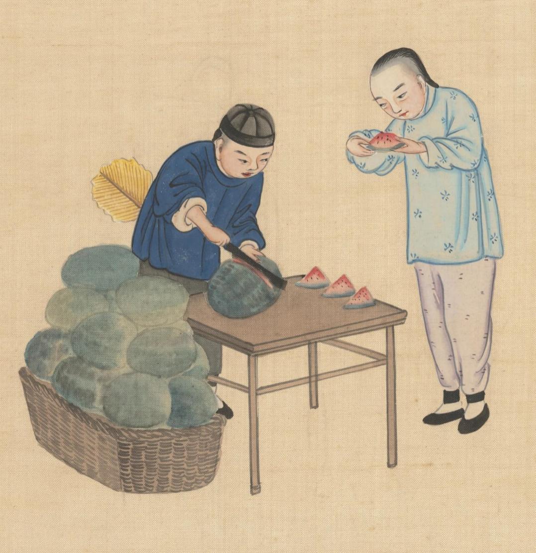 西瓜摊 资料来源：《清代民间生活图集》