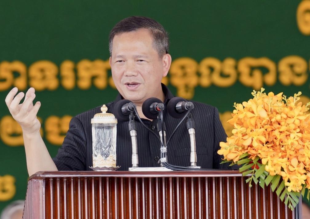 5月22日，柬埔寨首相洪玛奈在出席活动时发表讲话。新华社发（尼多拉摄）