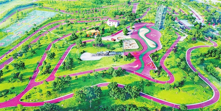 渝水区袁河消防主题公园色彩斑斓 分外美丽（图）