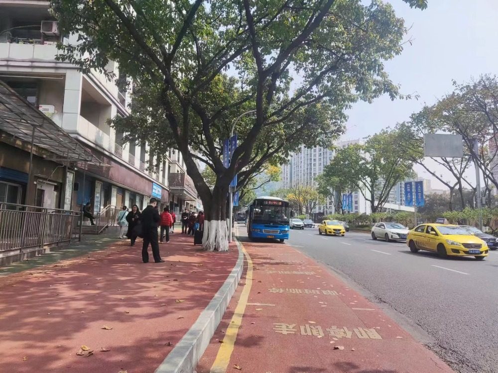 ▲改造后的沙坪坝区人民医院三峡广场院区公交站。市城市管理局供图