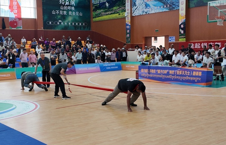 选手们正在进行押加比赛　新华社记者　贺晋　摄