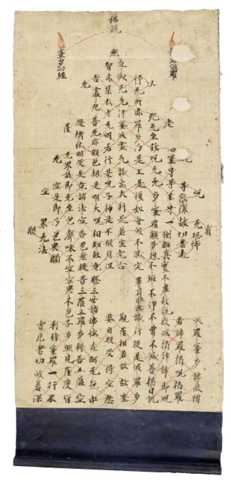 唐代《宝塔心经》(复制品),原件出土于敦煌莫高窟第17窟,现藏于大英图书馆(编号 S.4289)。