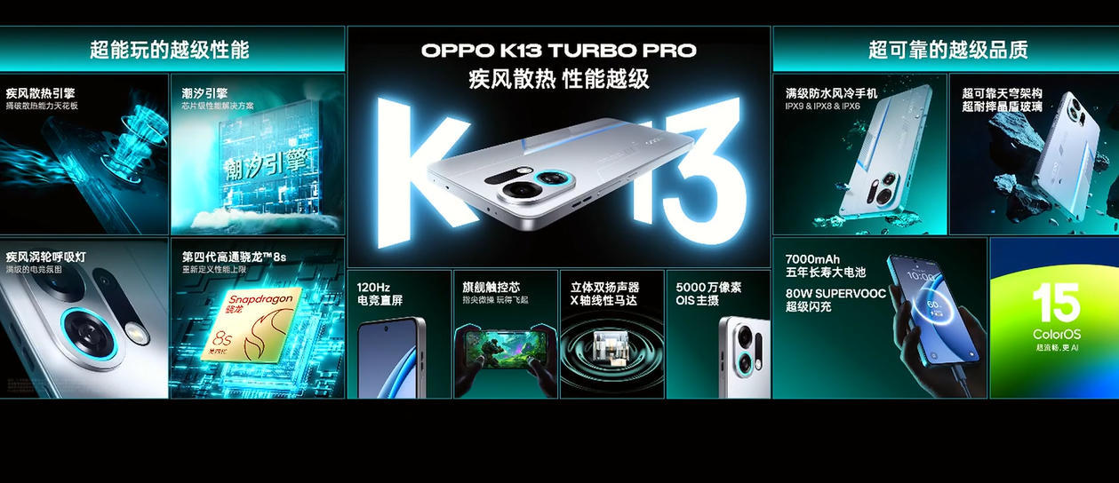 OPPO K13 Turbo系列发布:首发主动风冷技术,售价1799元起