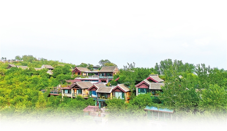 7月23日，修武县西村乡金岭坡村云上院子民宿掩映在一片翠绿之中。 记者 王铮 摄