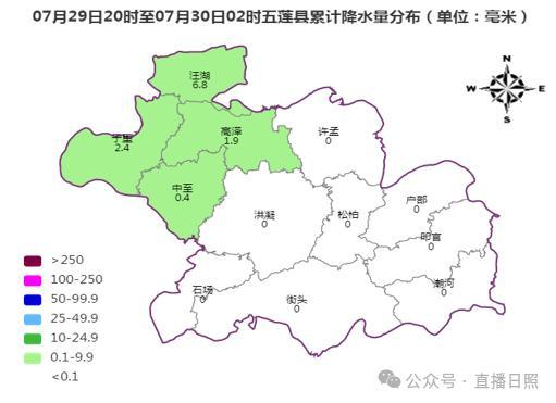 （五莲降水量分布图）