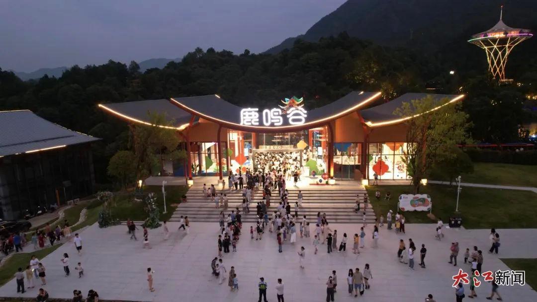 暑期夜里游人如织的修水鹿鸣谷景区（图源：中国九江网）
