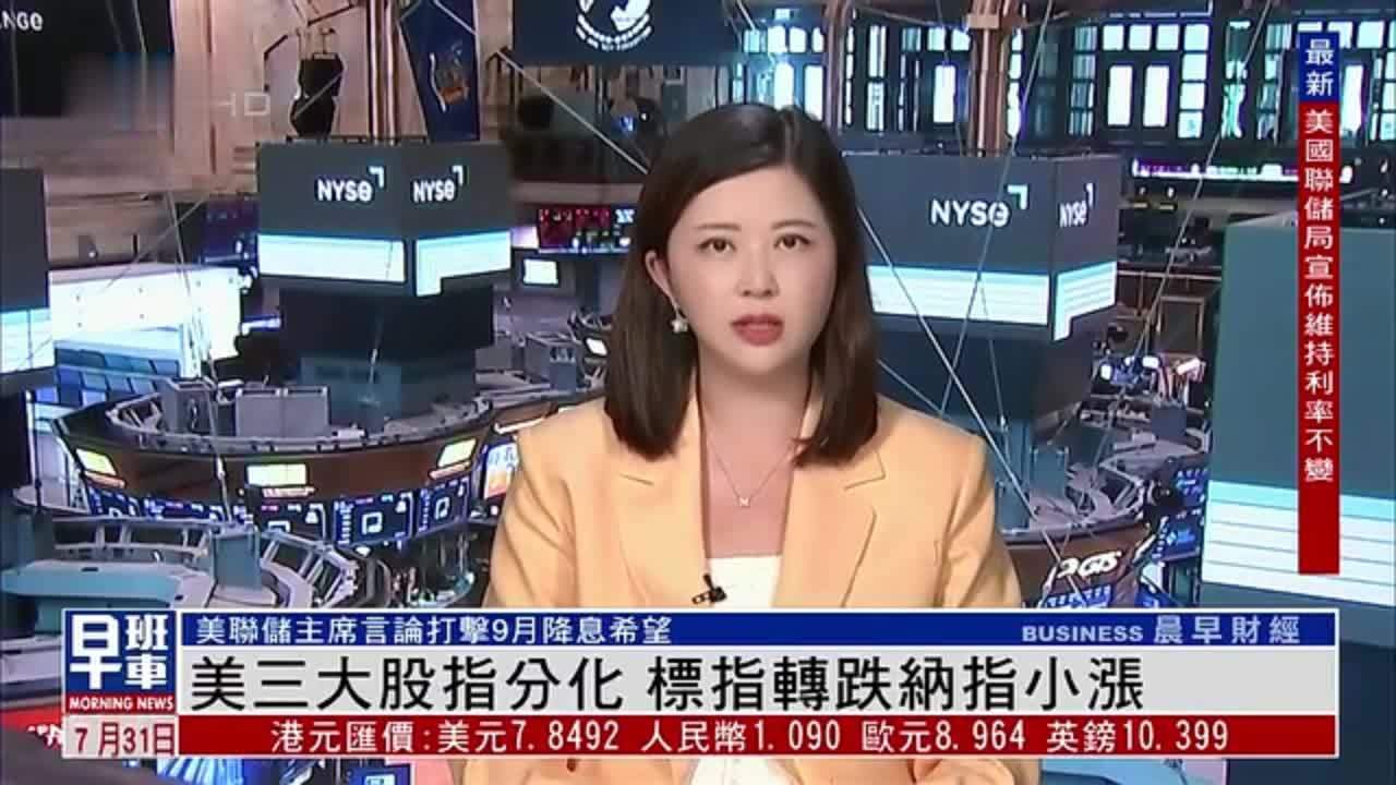 美三大股指分化 标指转跌纳指小涨