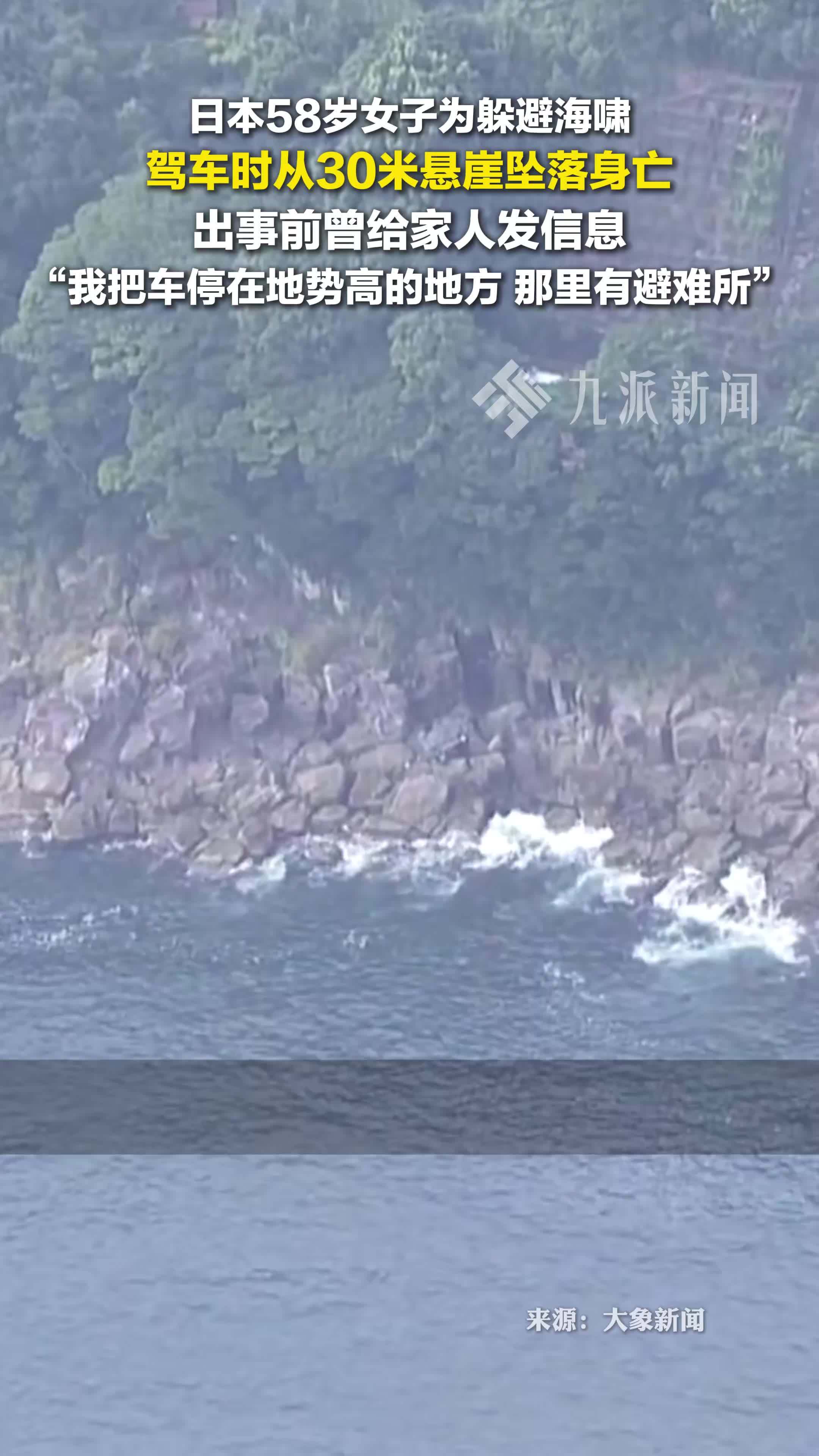 日本女子躲海啸驾车从30米高悬崖坠亡