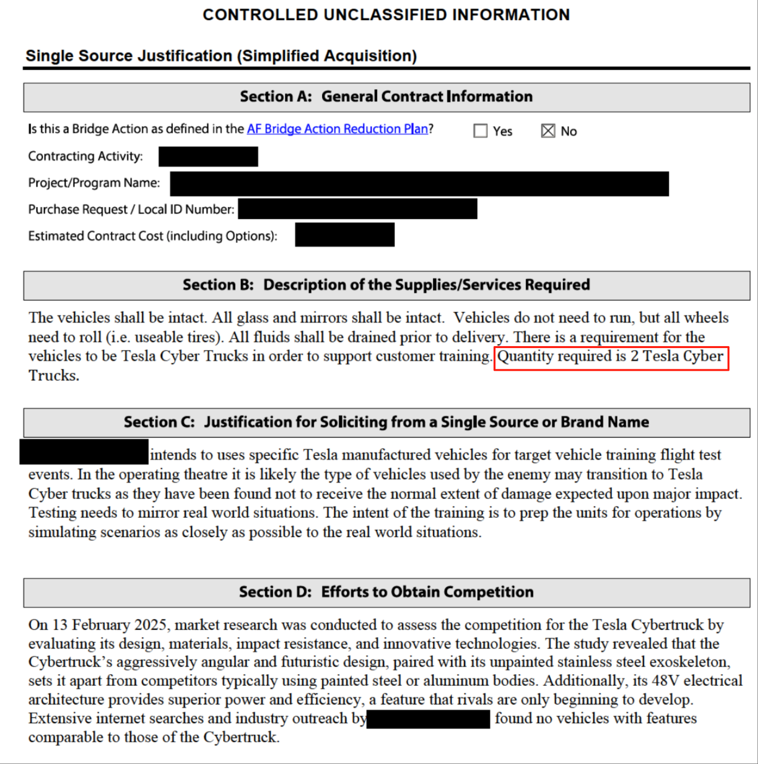 美军方担忧敌方使用Cybertruck