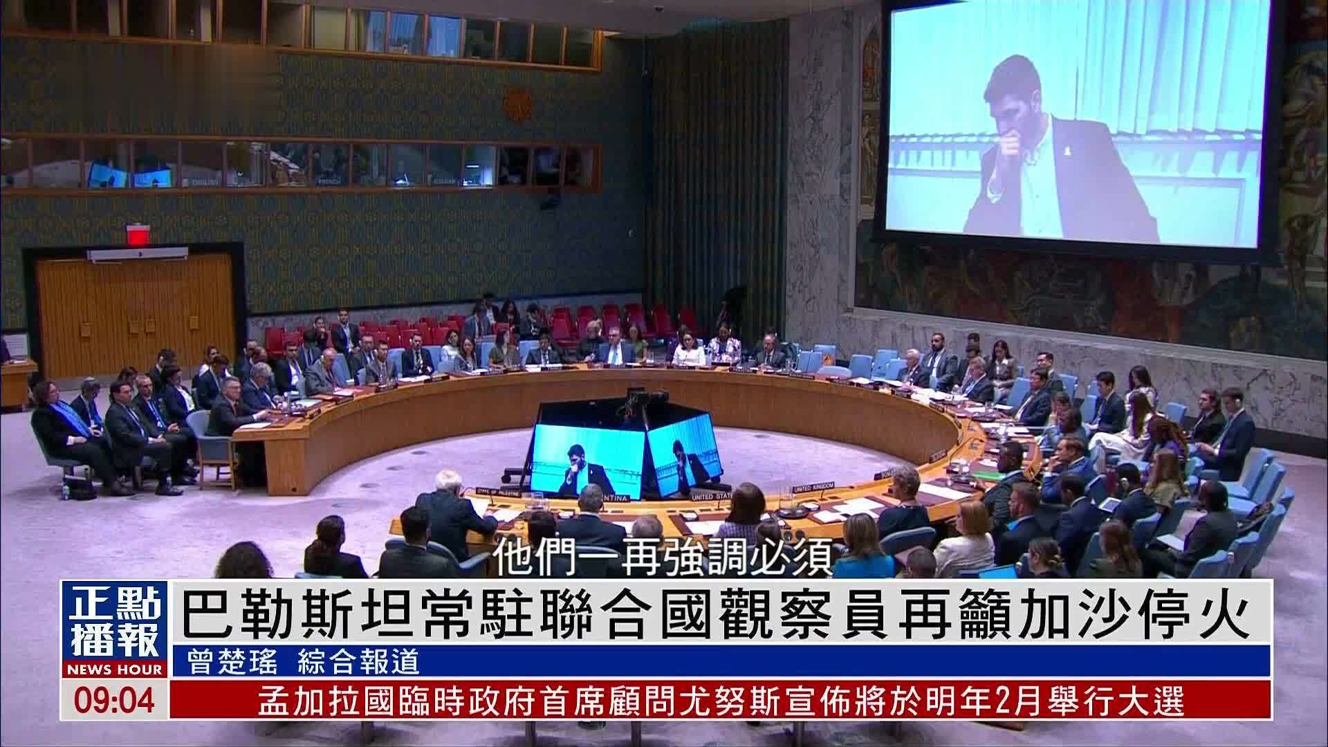 巴勒斯坦常驻联合国观察员再吁加沙停火