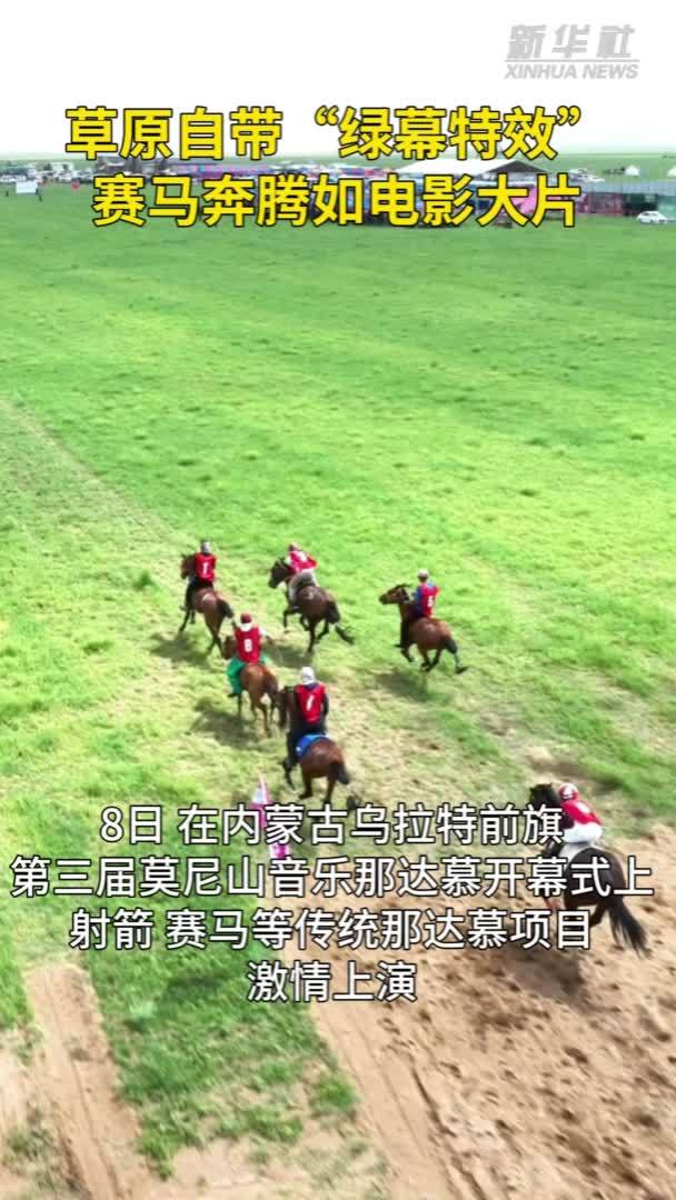草原自带“绿幕特效”赛马奔腾如电影大片
