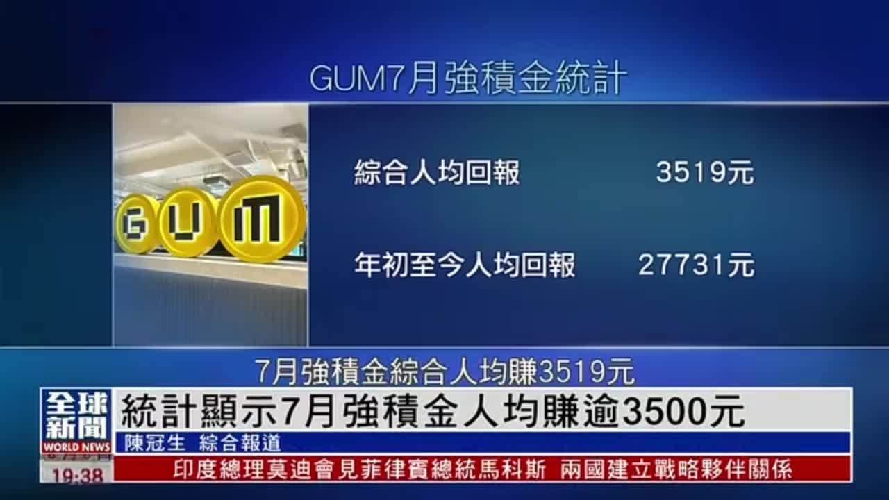 粤语报道｜统计显示香港7月强积金人均赚逾3500元