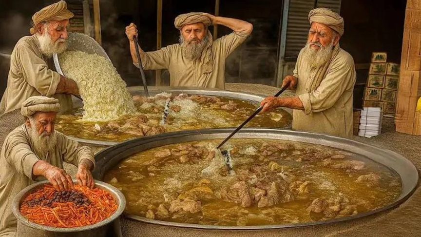 每天能卖1000斤，阿富汗国民美食牛肉手抓饭，价格实惠量大管饱