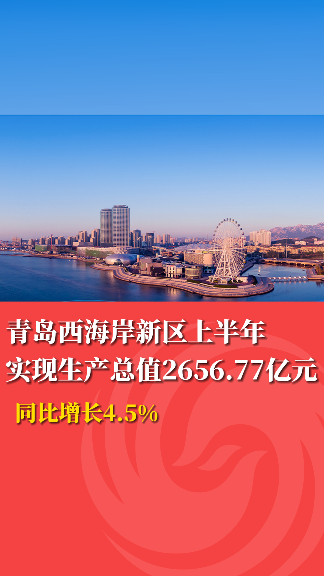 青岛西海岸新区上半年实现生产总值2656.77亿元