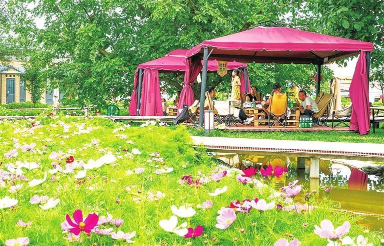 中川·青云驿成为假日露营烧烤的好去处 兰州新区报记者 崔盛政 摄