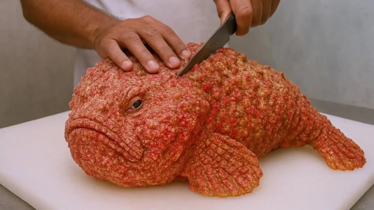 宰杀料理剧毒石头鱼，外形奇丑无比的毒鱼被宰杀，带兄弟们过过瘾