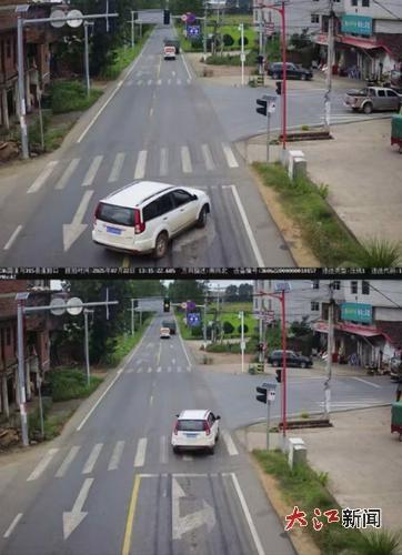 下方斑马线左侧为入村通道，十字路口没有左转交通标线。(网友供图)