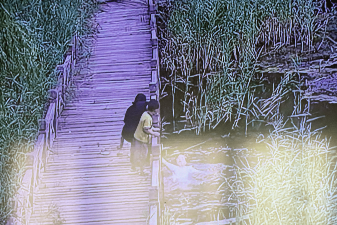 朵朵(化名)落水瞬间(监控画面截图)