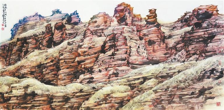 张掖平山湖大峡谷　（中国画）　王骁勇