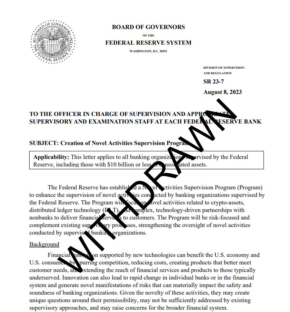 美联储正式取消银行加密业务特别监管项目，加密行业迎利好_凤凰网