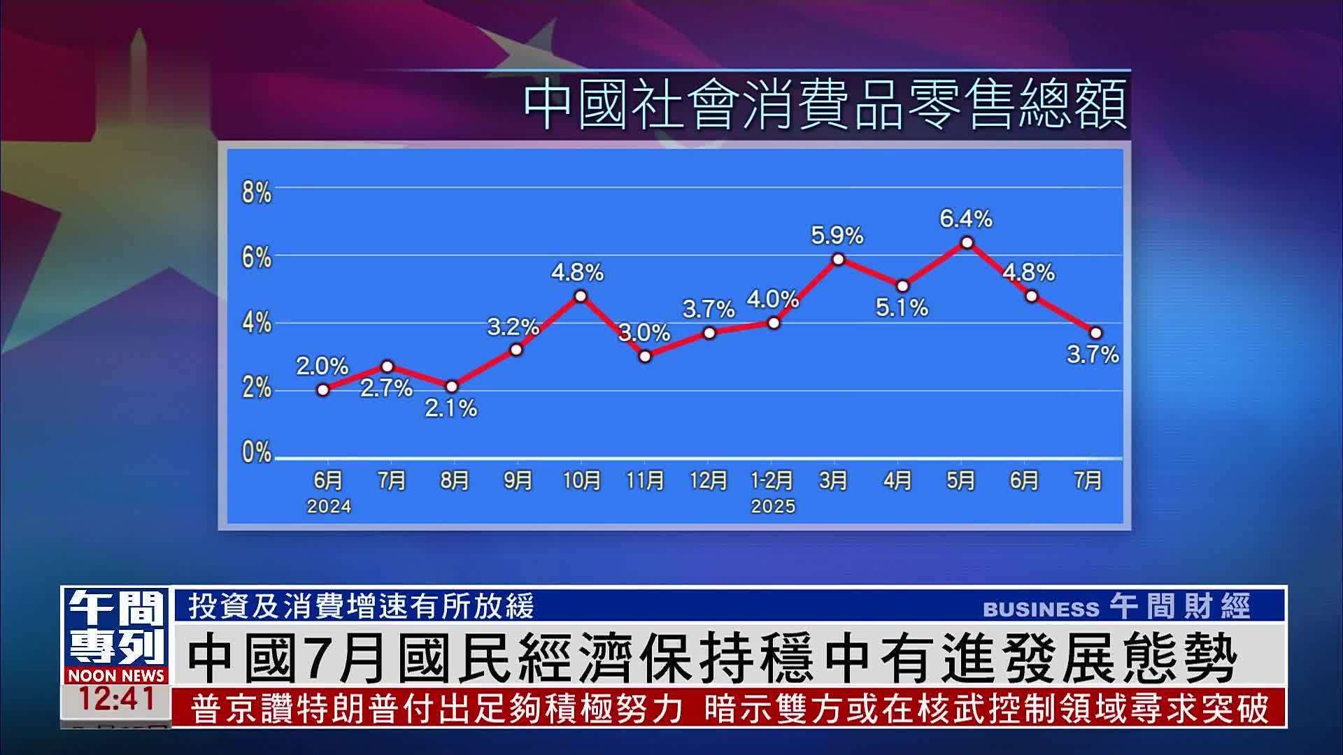 中国7月国民经济保持稳中有进发展态势