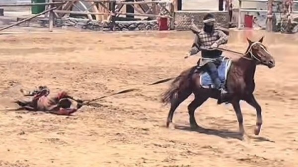 演员回应被马拖行：容易吃马粪和沙子，演出时有护具，游客开心就值