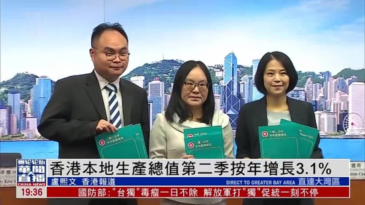 香港本地生产总值第二季按年增长3.1%