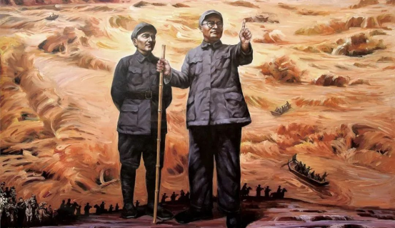 油画《刘邓大军强渡黄河》