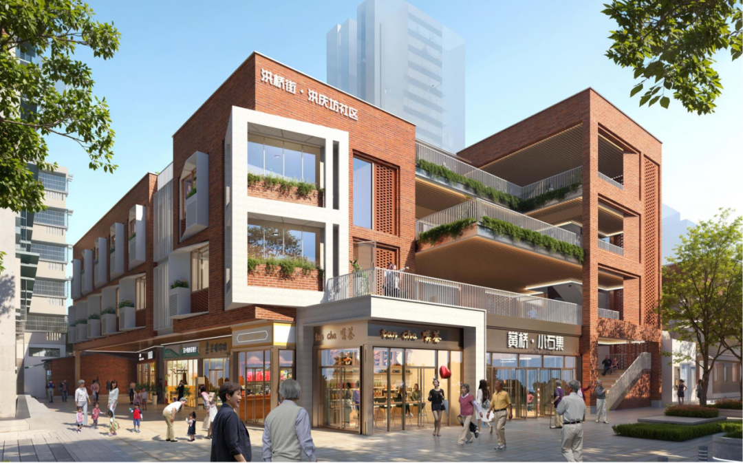 广州建筑“黉桥·小石集”危旧房改造项目BMC模块迎来全面封顶，改造后的项目效果图。图/广州建筑