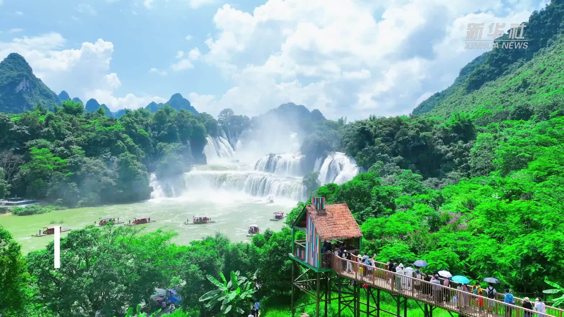 千城胜景｜广西崇左：跨国瀑布水势磅礴