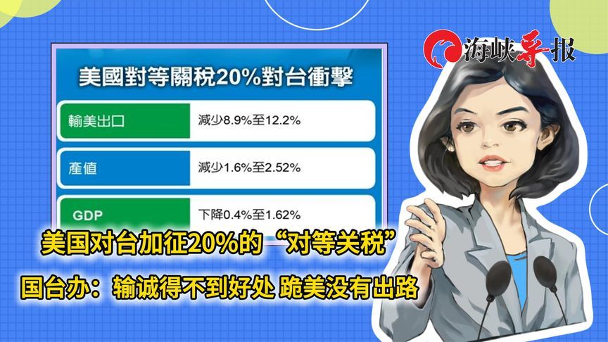 美对台加征20%关税，国台办：输诚得不到好处，“跪美”没有出路