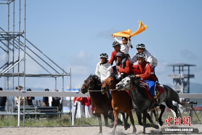 图为开幕式现场马术表演　中新社记者　九美旦增　摄