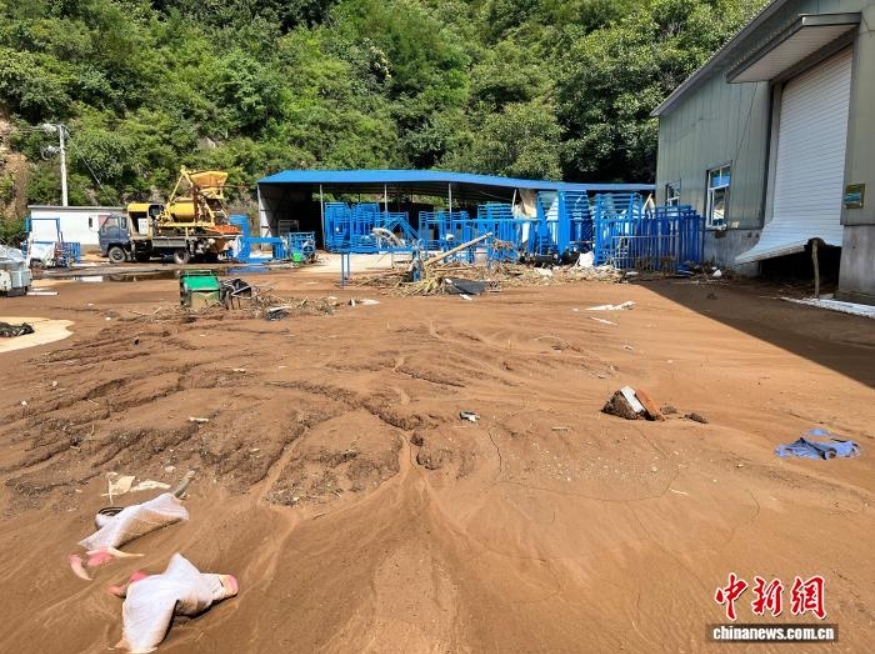 8月7日，兴隆县一农民专业合作社厂区内淤泥堆积。　　董皓楠 摄