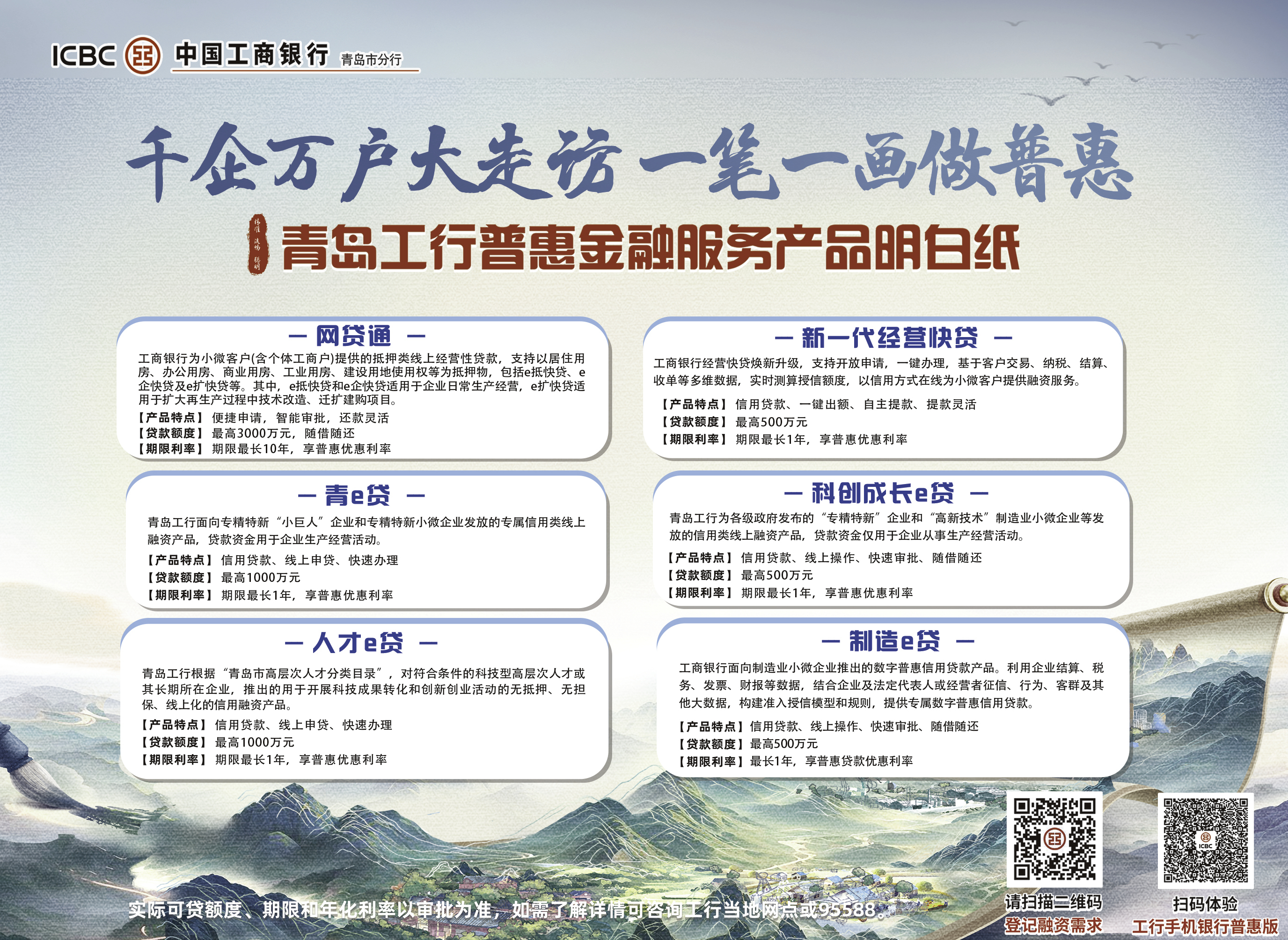 千企万户大走访 一笔一画做普惠 青岛工行普惠金融服务产品明白纸