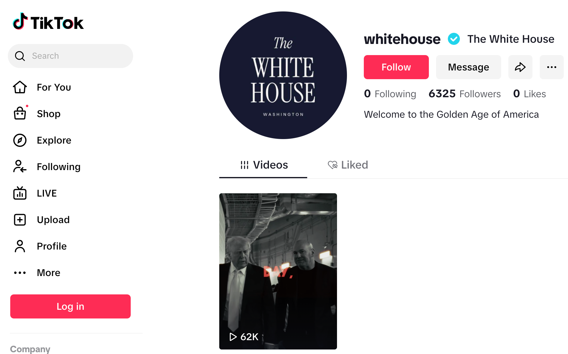 白宫TikTok账号