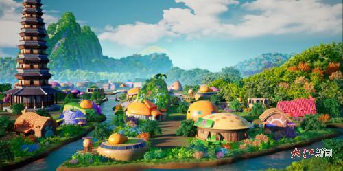 动画片中的神橙小镇(视频截图)。