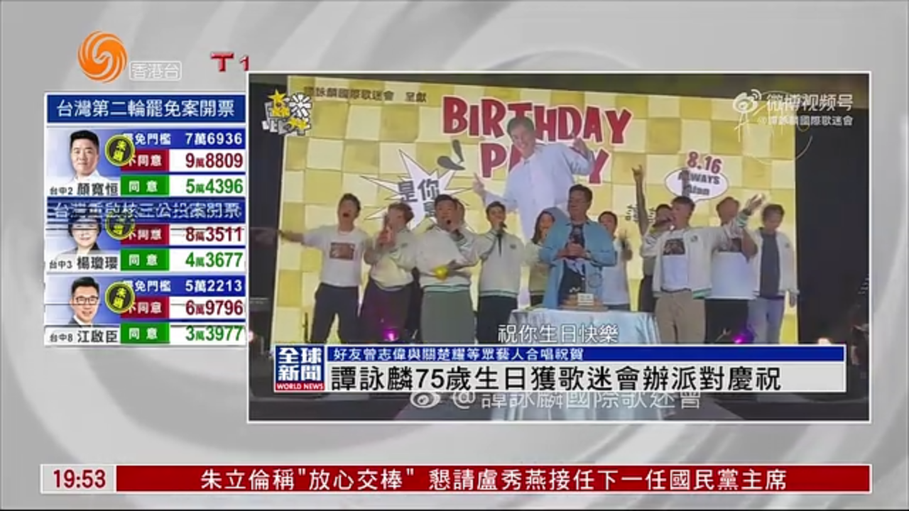 粤语报道｜娱乐快递：谭咏麟75岁生日获歌迷会办派对庆祝