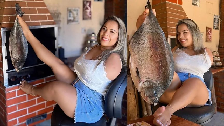 没有手，看她是怎么把一条鱼做美食吃的，太励志了