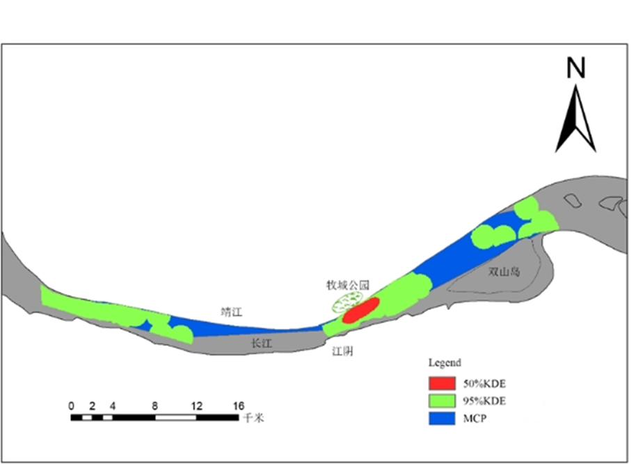 长江靖江段江豚生存的家域范围
